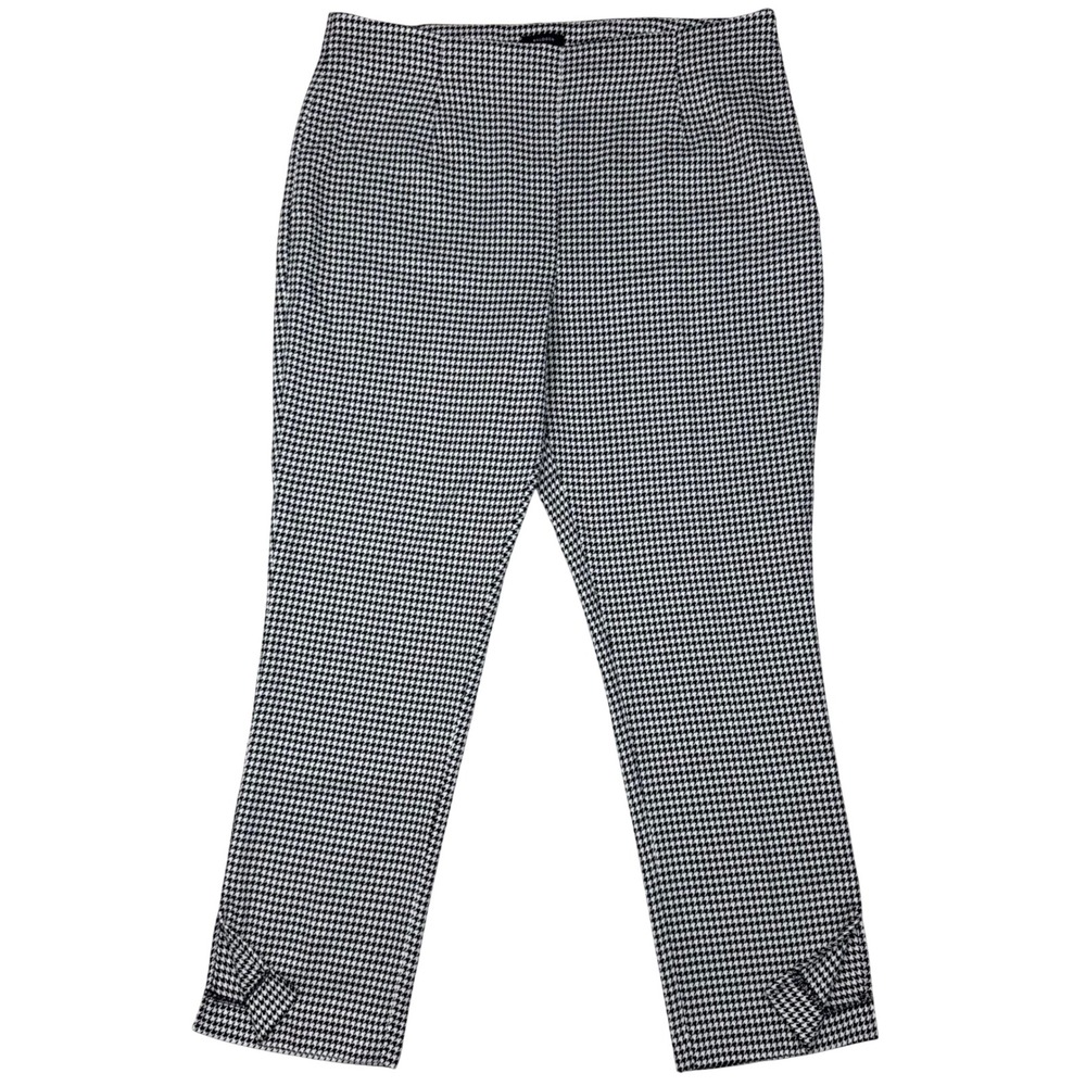 NWT Nordstrom Halogen Houndstooth Ankle Pants Career Office Women 16 Black White